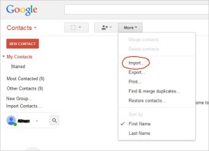 gmail contact import